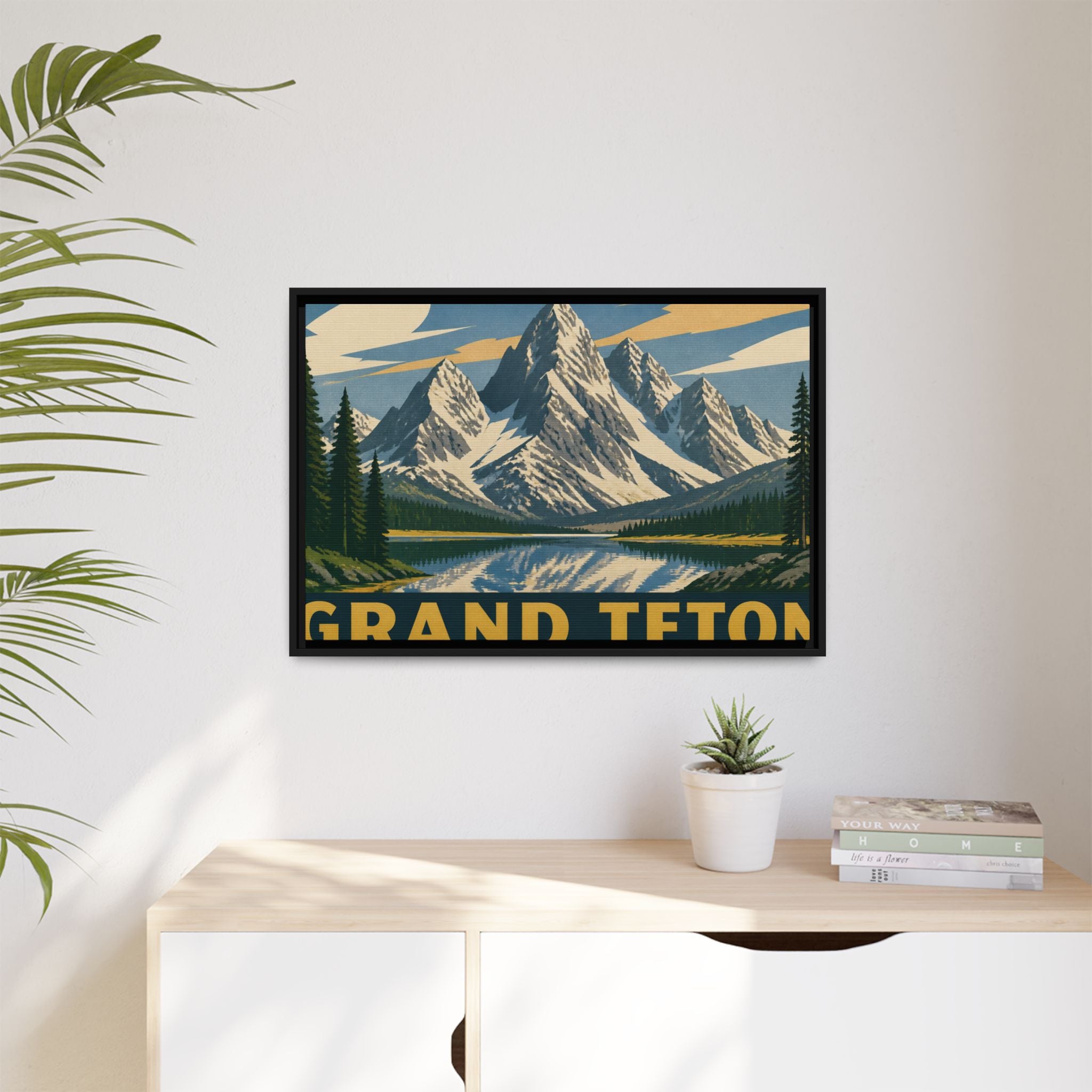 Grand Teton Vintage Travel Poster Canvas Wall Art Print Ready to Hang