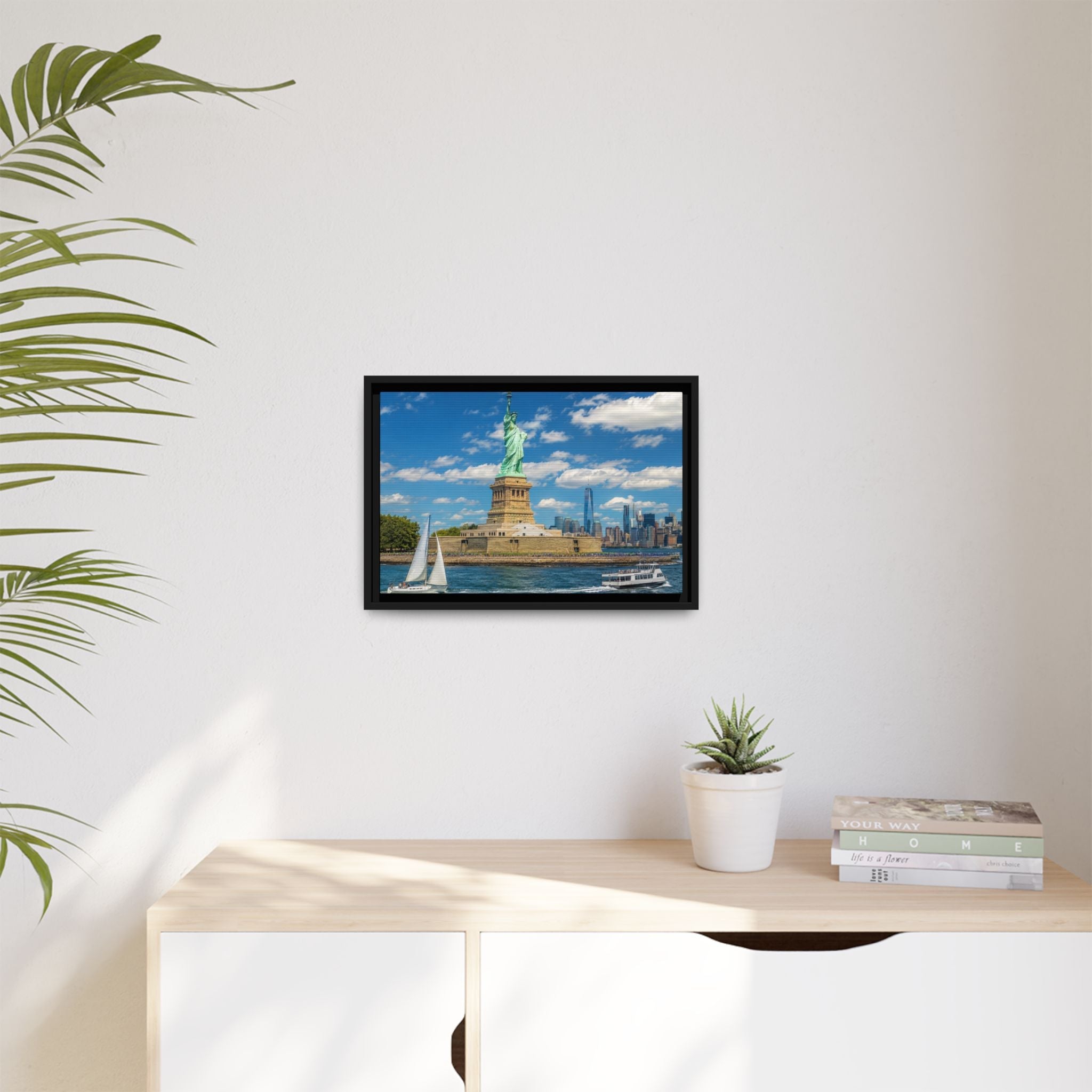 Statue of Liberty Matte Framed Canvas Print — New York City Landmark Wall Art