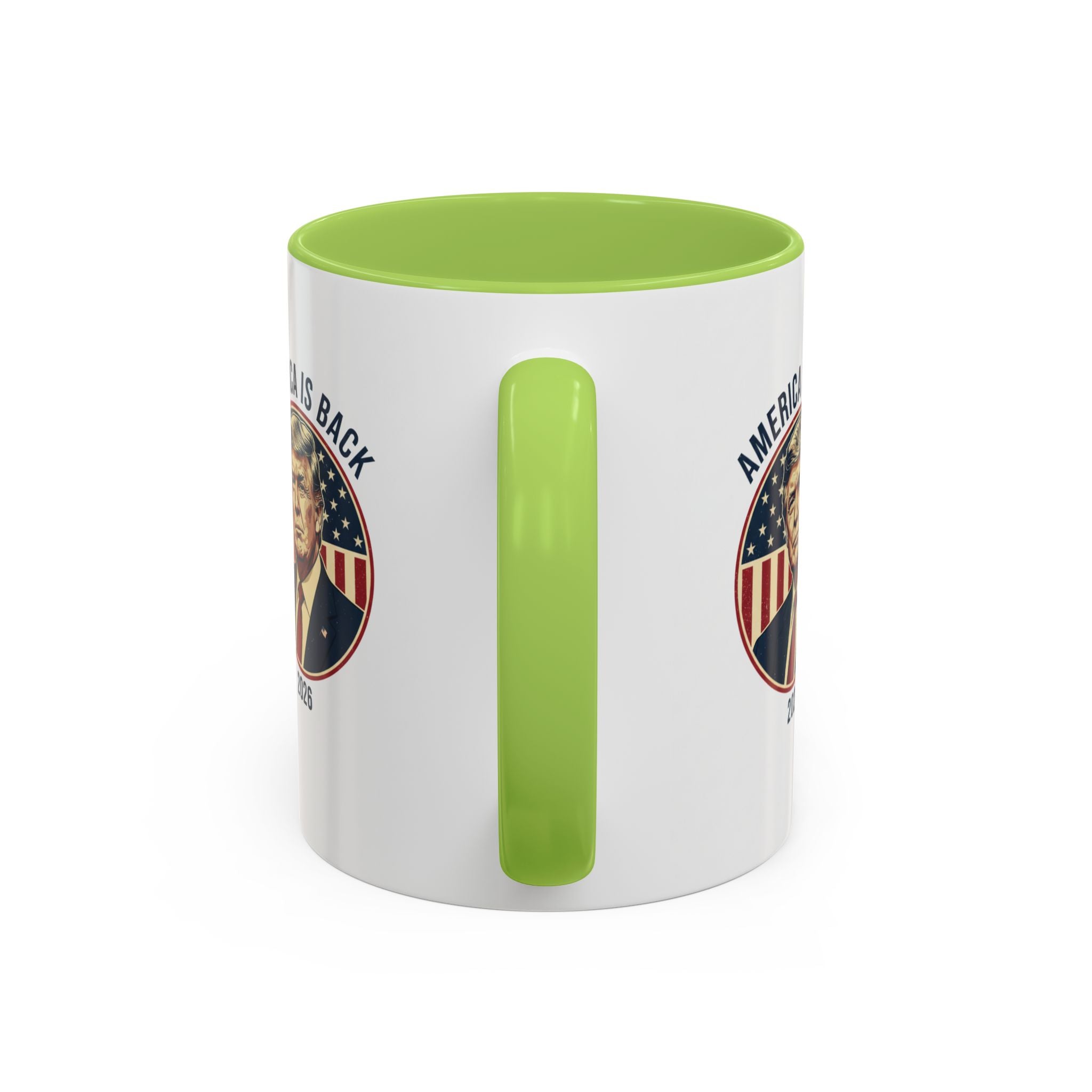 America Is Back 2026 Accent Coffee Mug — Patriotic Trump Campaign Ceramic Mug