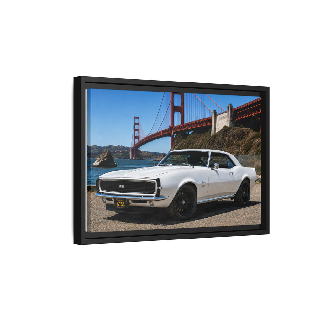 Camaro 1967 Classic On Framed Canvas — By The Golden Gate Bridge