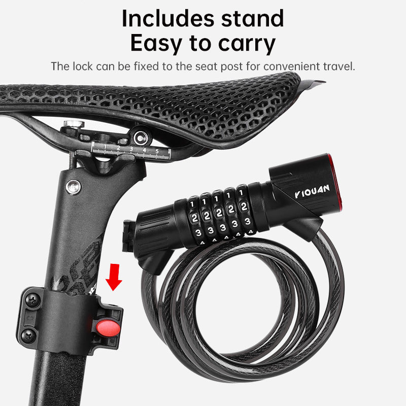 5-Digit Password Bike Lock with Safety Tail Light