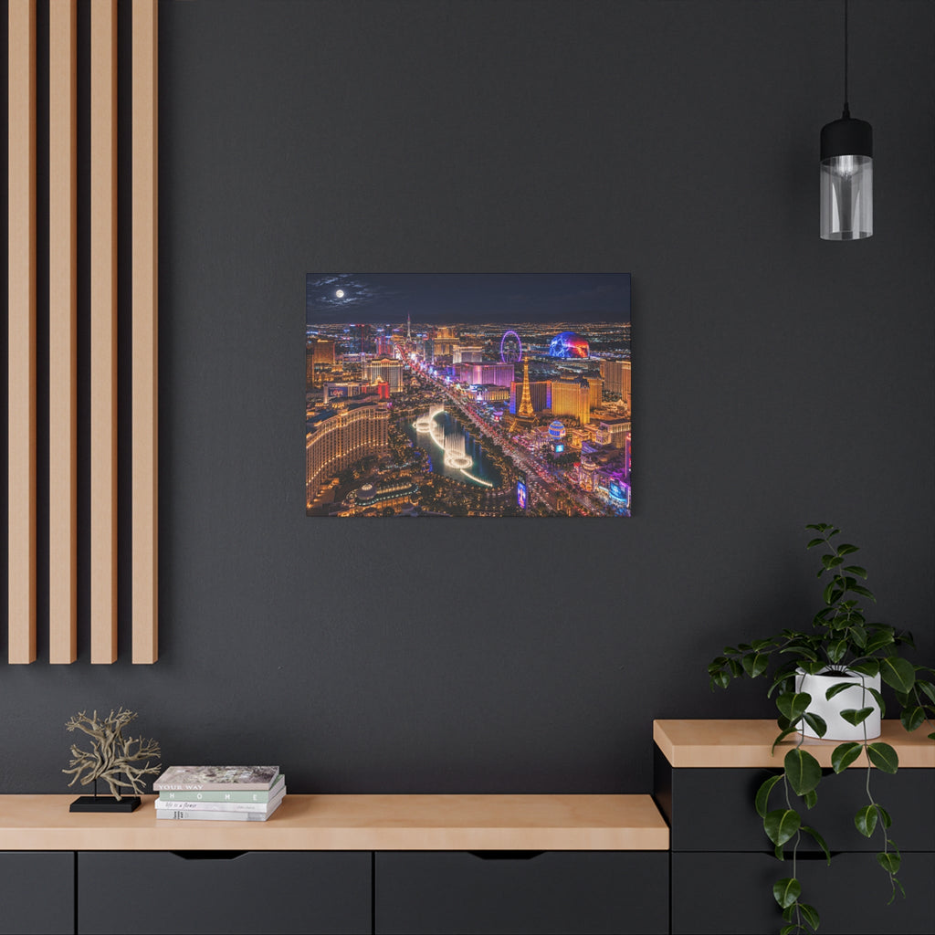 Las Vegas Strip Nightscape Matte Canvas Print — Stunning Vibrant Art
