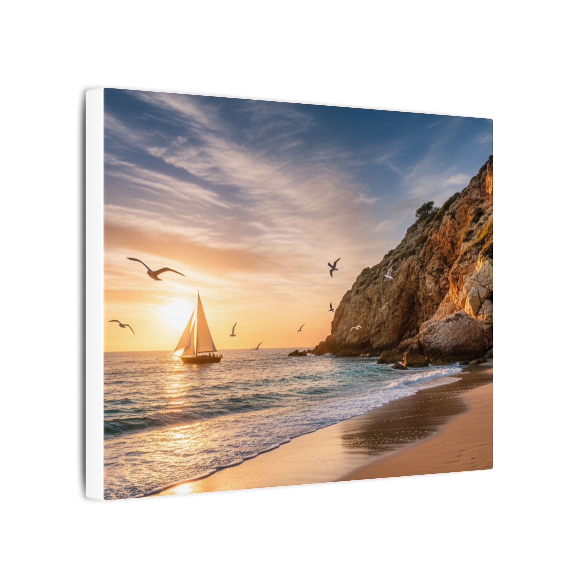 Seaside Sunset Sail Canvas