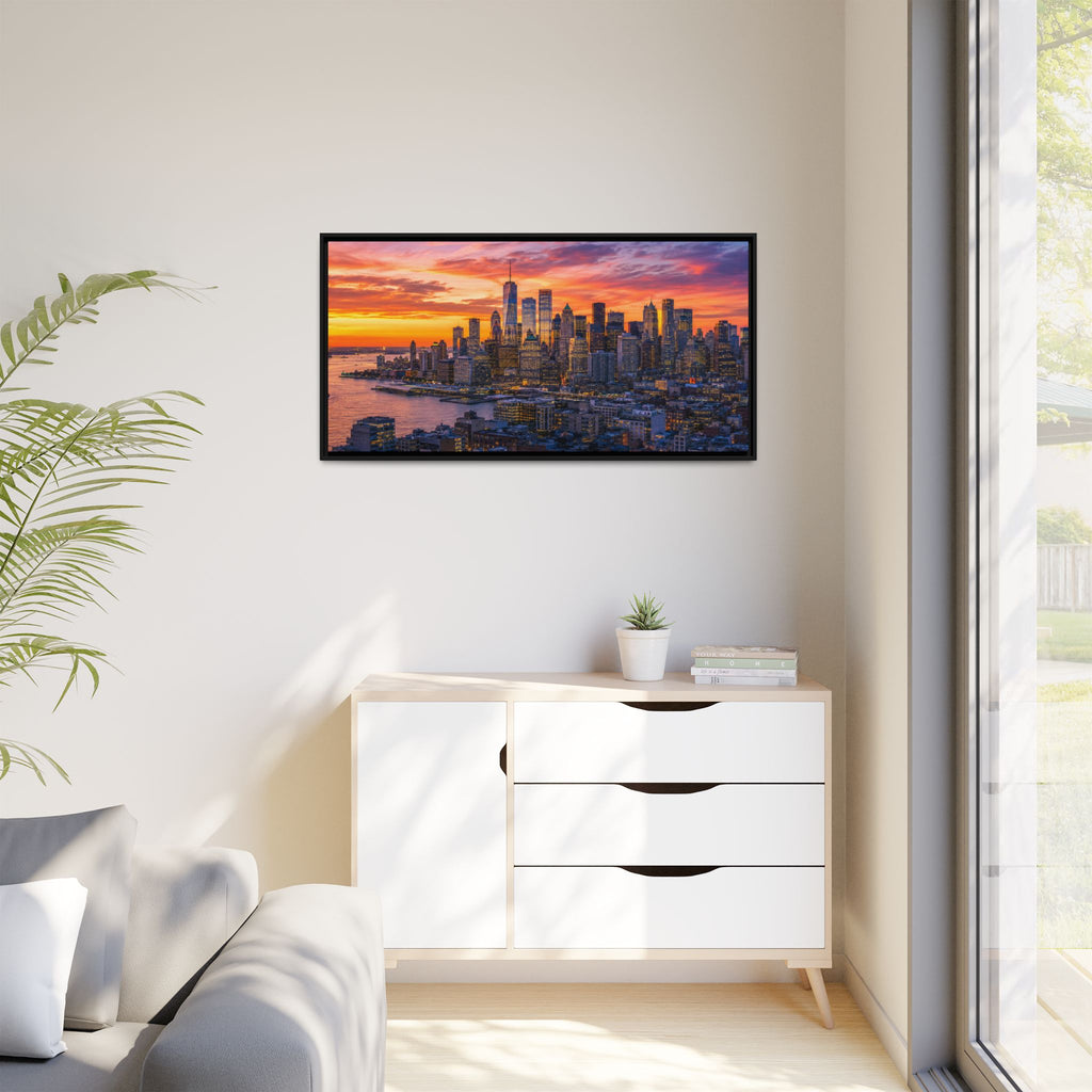 New York City Stunning — Vibrant Skyline Sunset Canvas Wall Art