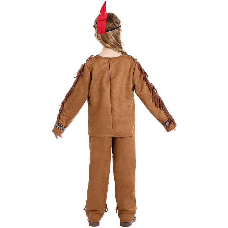 Children's Halloween Stage Performance Costume Native  Indian Chief Costume for Boys