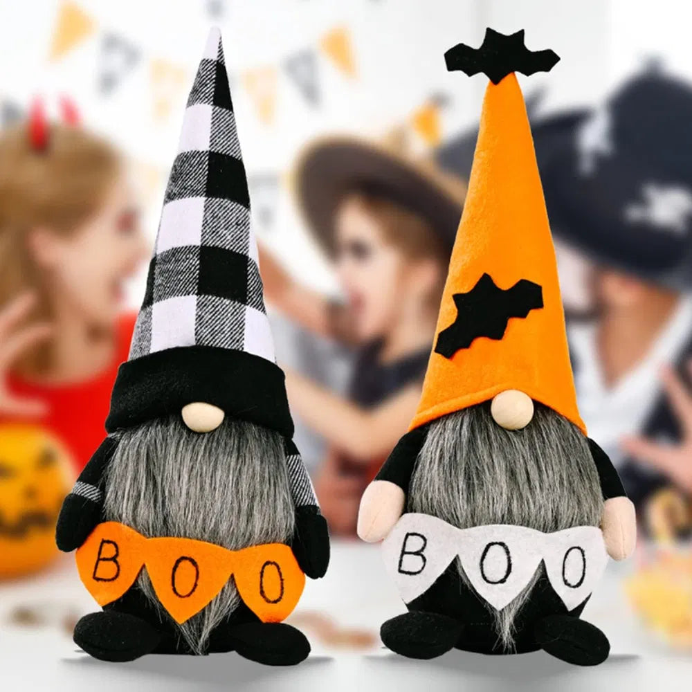 2 Pack Halloween Gnomes Plush Decor,Handmade Witch Swedish Tomte Gnome Nisse