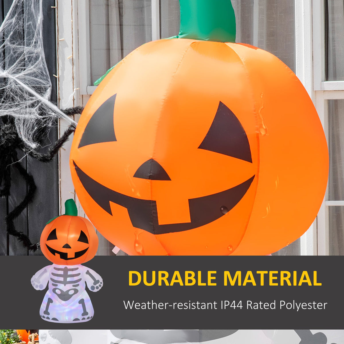 6ft Halloween Inflatables Outdoor Decorations, Smiling Skeleton Ghost with
