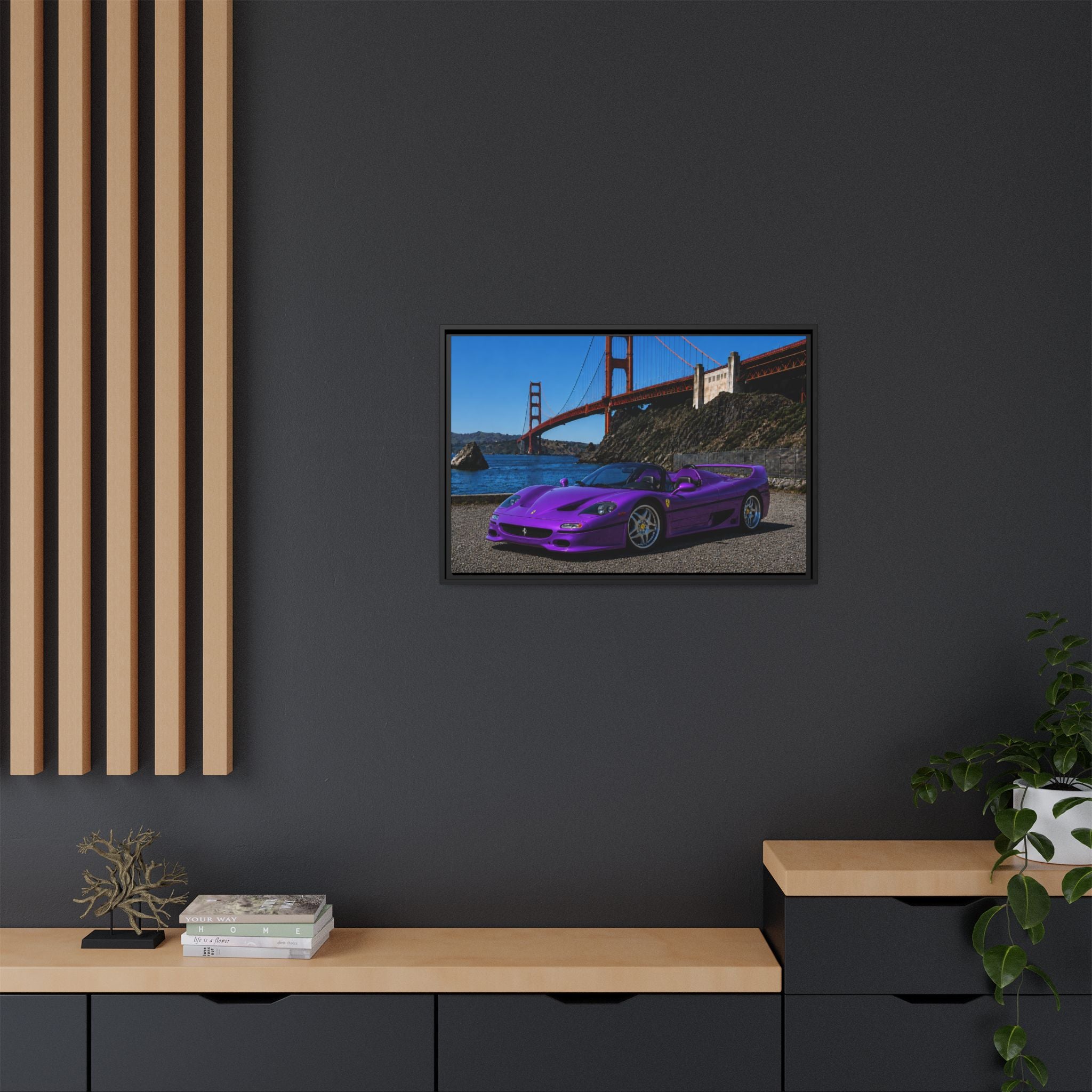 Ferrari F50 1995 — Stunning Canvas Print - At Golden Gate Bridge