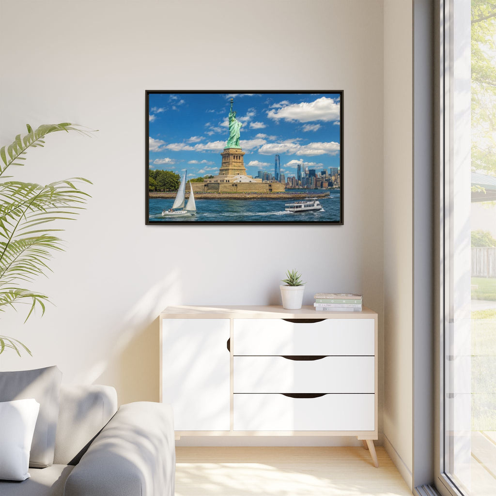 Statue of Liberty Matte Framed Canvas Print — New York City Landmark Wall Art