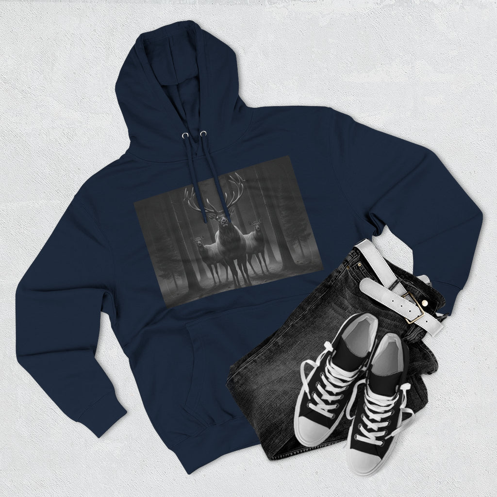 Mystic Stag Hoodie — Dark Forest Elk Trio Graphic Fleece