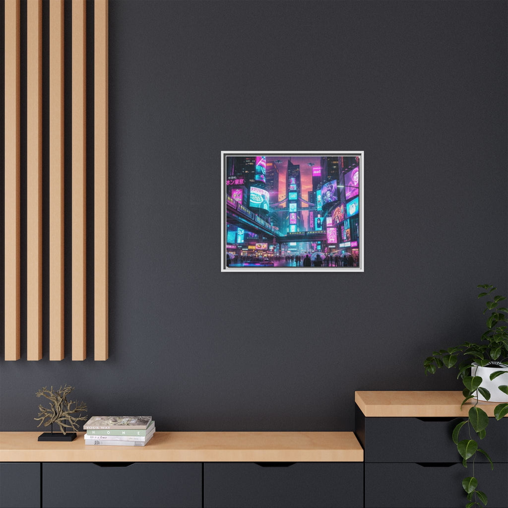 Bright Future Cityscape Vibrant Wall Art  — Framed Cyberpunk Wall Art