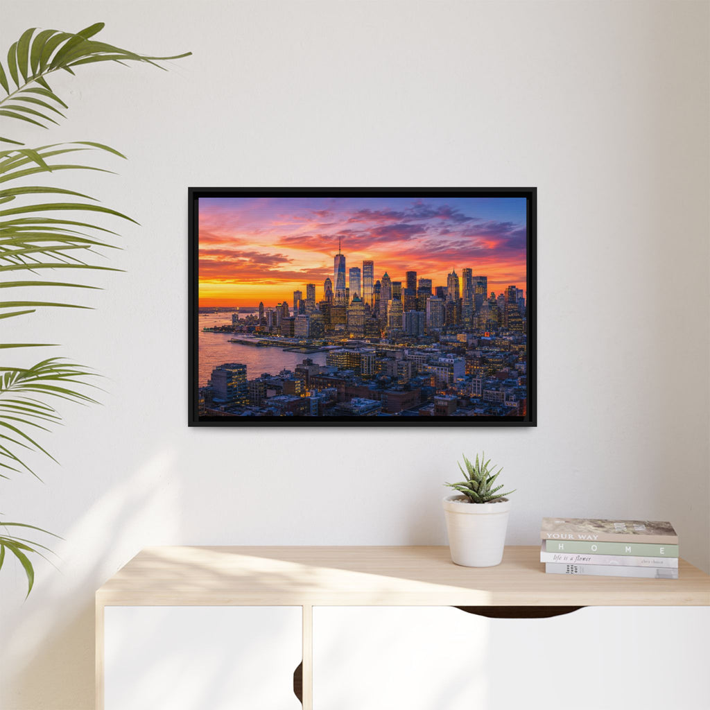 New York City Stunning — Vibrant Skyline Sunset Canvas Wall Art