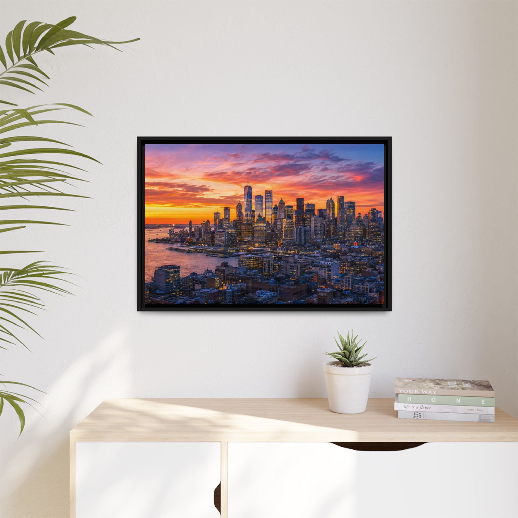 New York City Stunning — Vibrant Skyline Sunset Canvas Wall Art