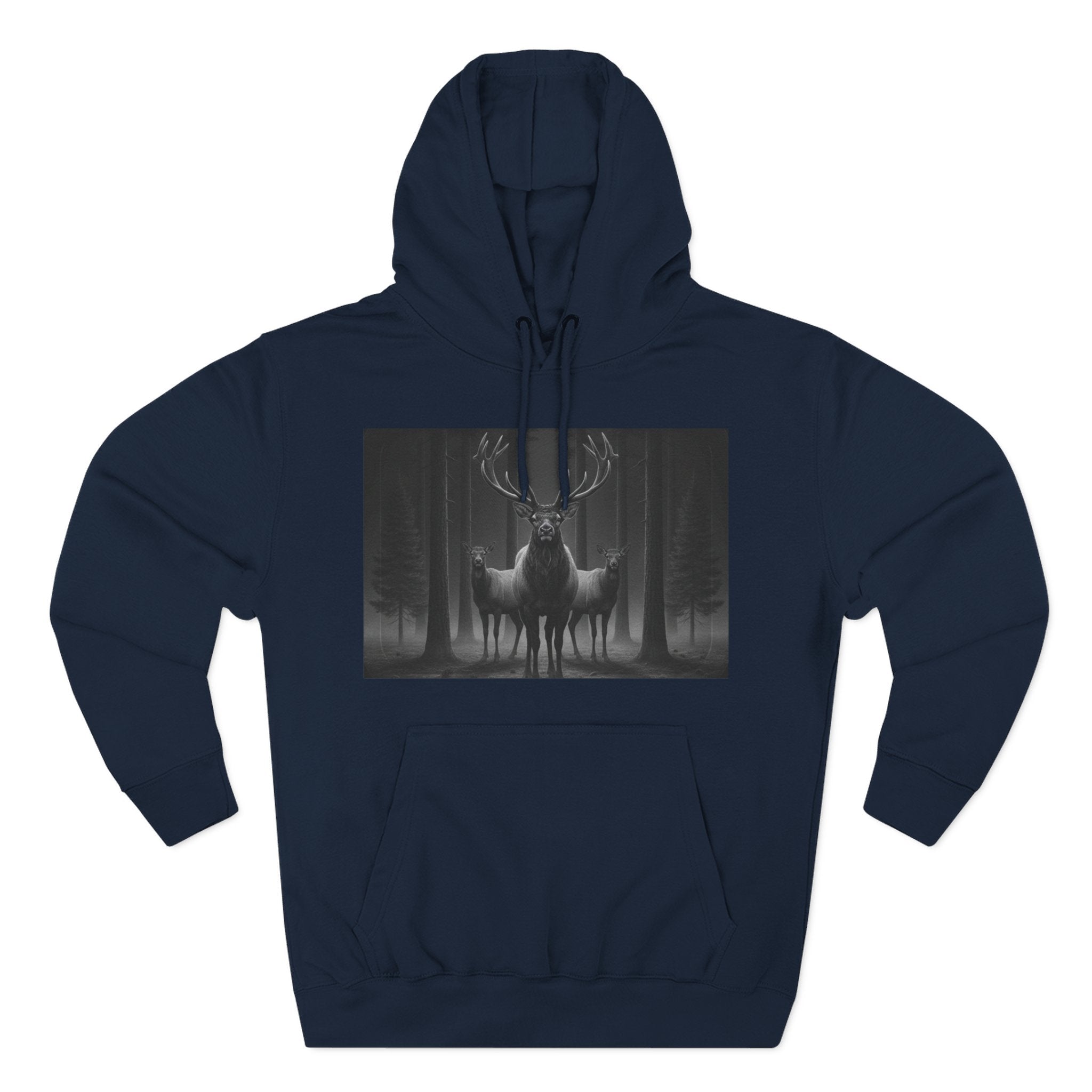 Mystic Stag Hoodie — Dark Forest Elk Trio Graphic Fleece