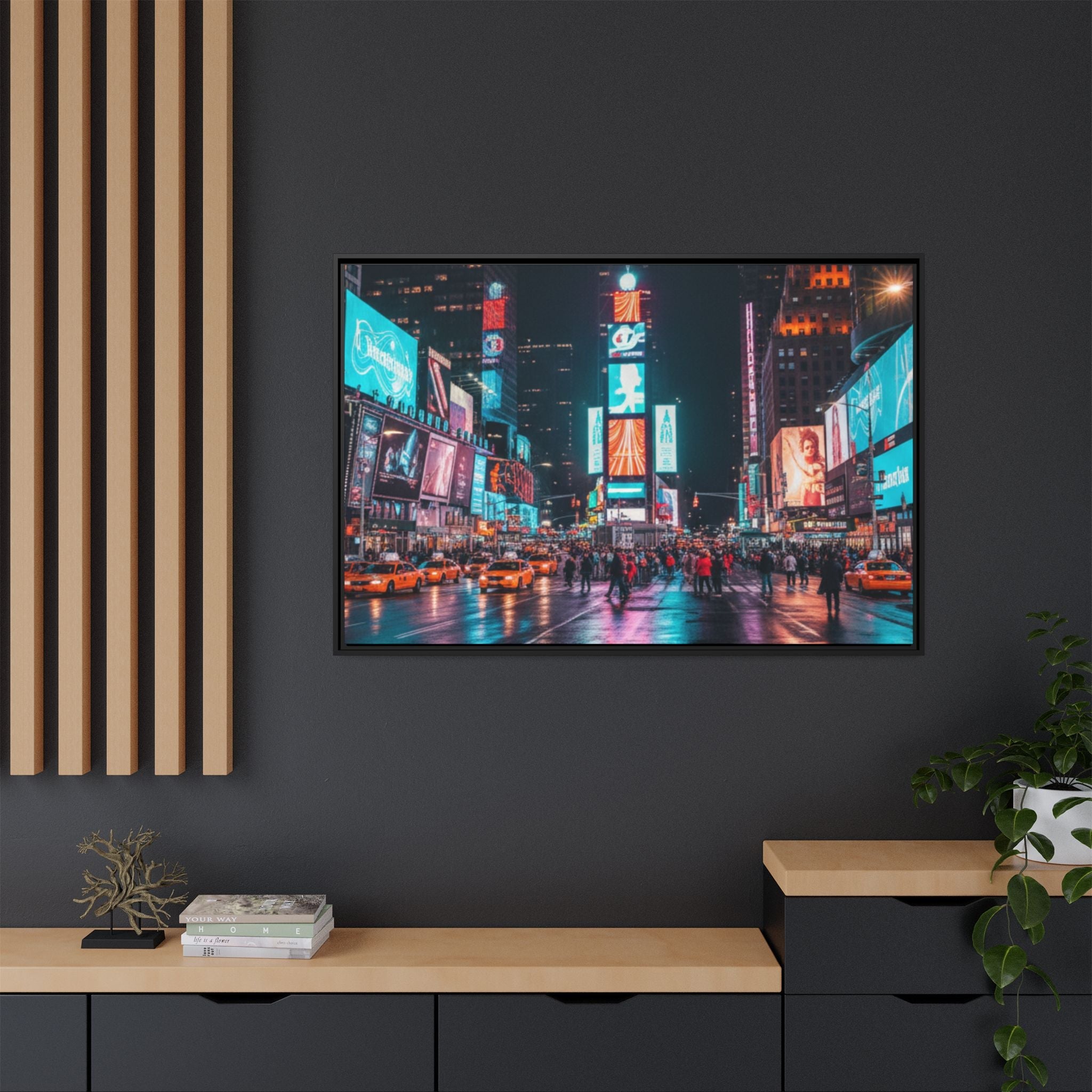 New york / Japan Nightskape Cityskape Framed Canvas Art - Stunning