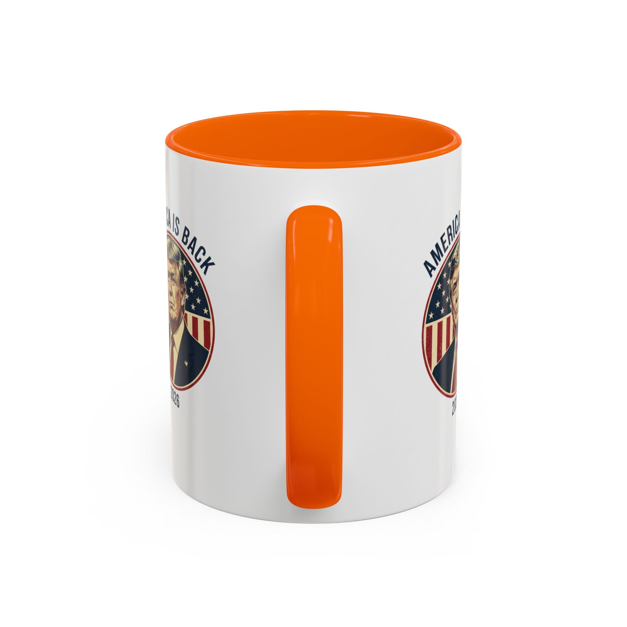 America Is Back 2026 Accent Coffee Mug — Patriotic Trump Campaign Ceramic Mug