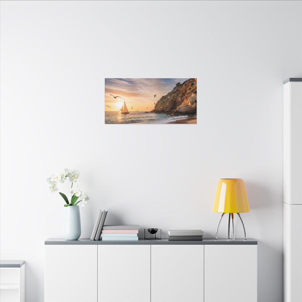 Seaside Sunset Sail Canvas