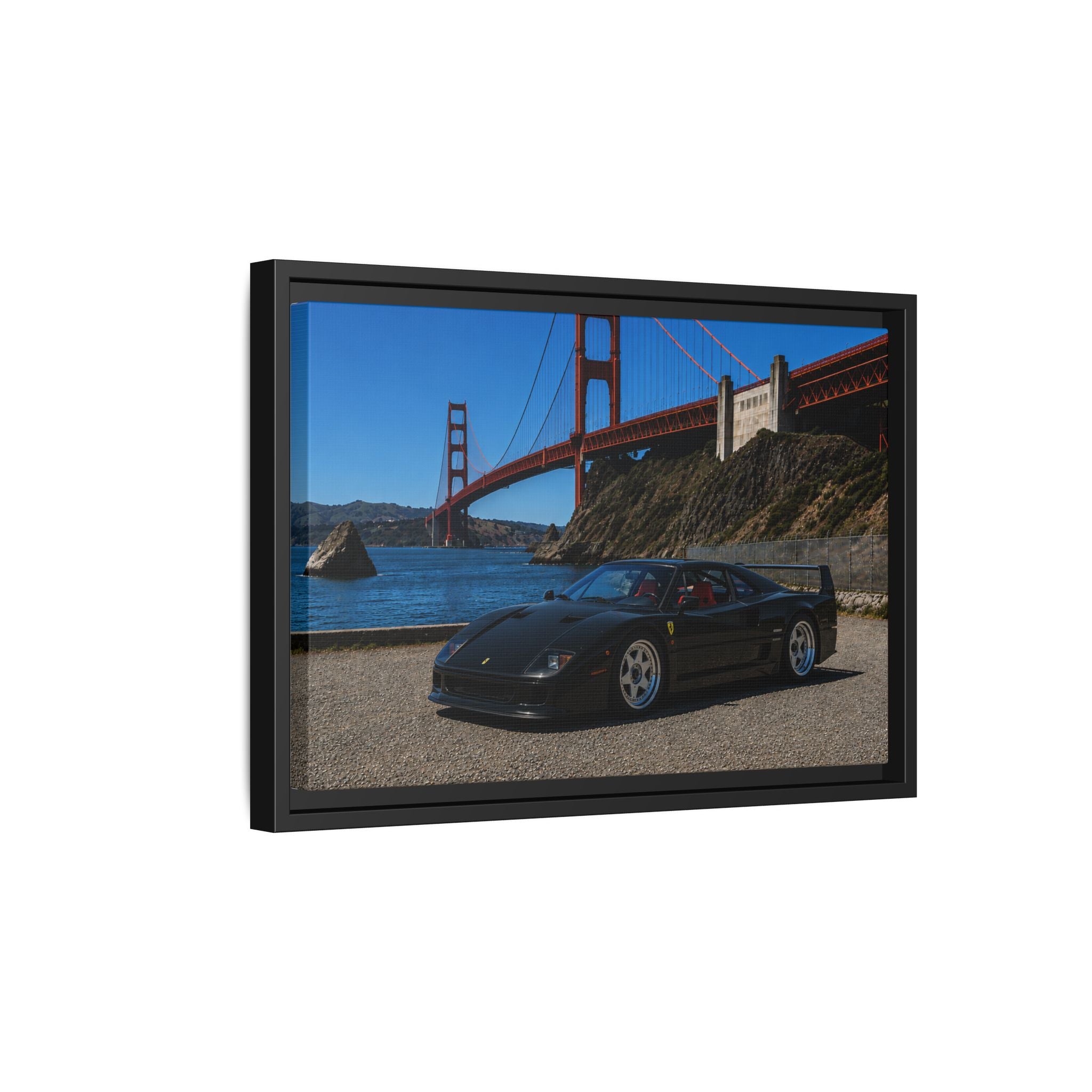 Ferrari F40 1987 At Golden Gate — Stunning Framed Matte Canvas Wall Art