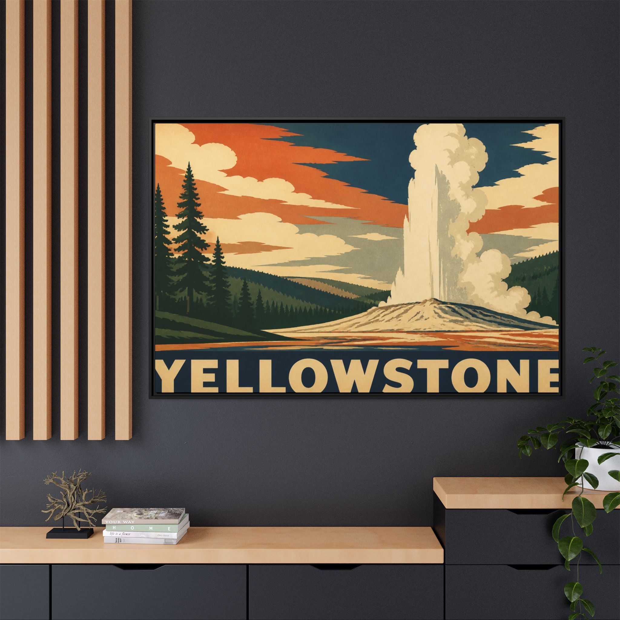 Yellowstone Vintage Travel Poster Canvas Wall Art Print Ready to Hang