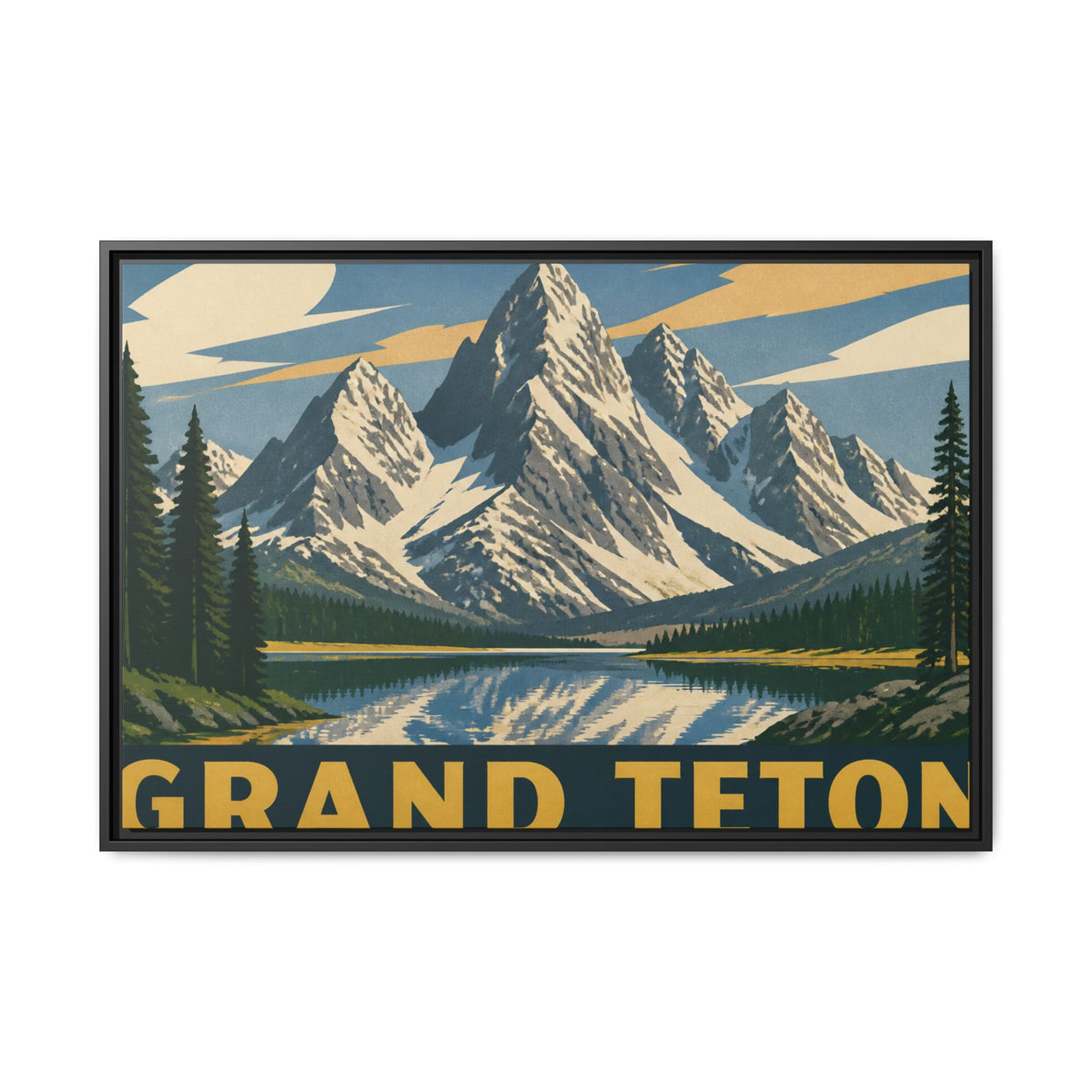 Grand Teton Vintage Travel Poster Canvas Wall Art Print Ready to Hang
