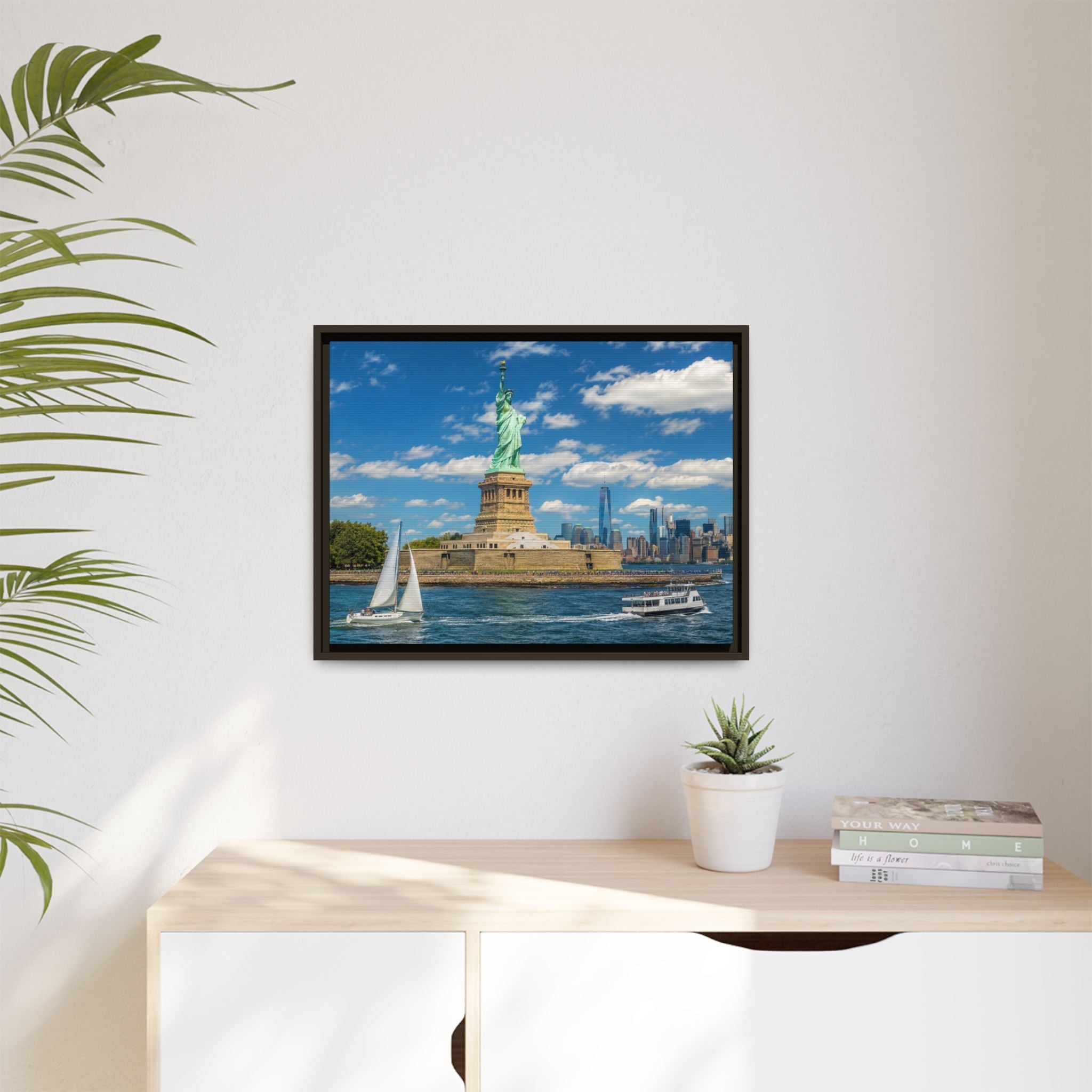 Statue of Liberty Matte Framed Canvas Print — New York City Landmark Wall Art