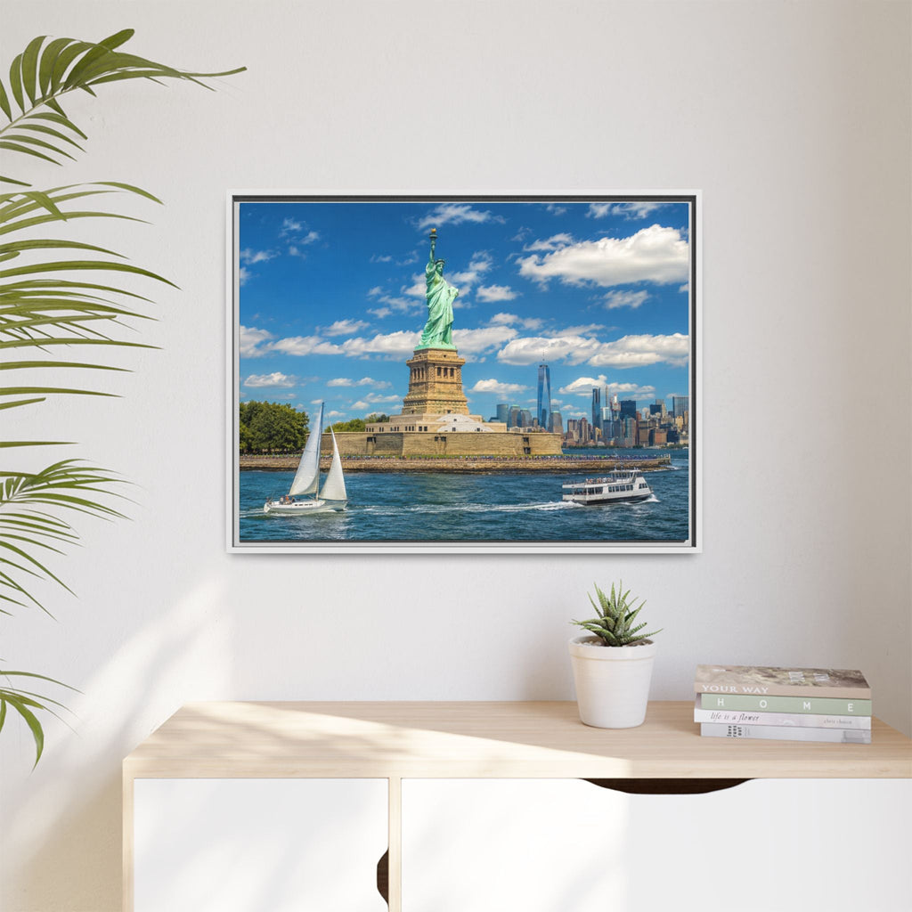 Statue of Liberty Matte Framed Canvas Print — New York City Landmark Wall Art