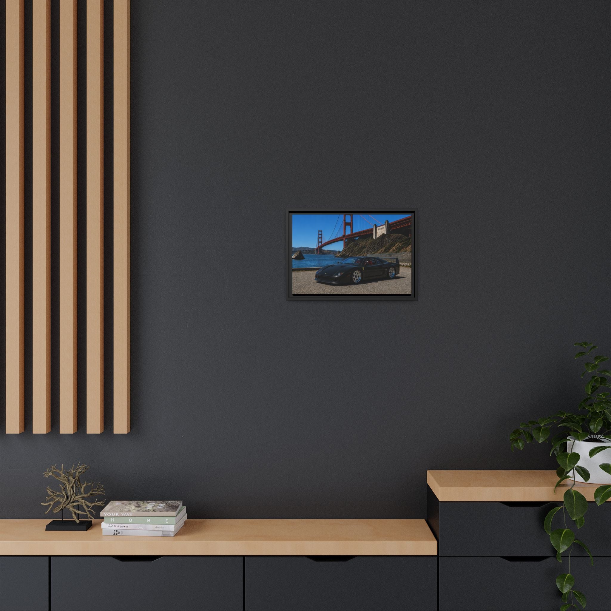 Ferrari F40 1987 At Golden Gate — Stunning Framed Matte Canvas Wall Art