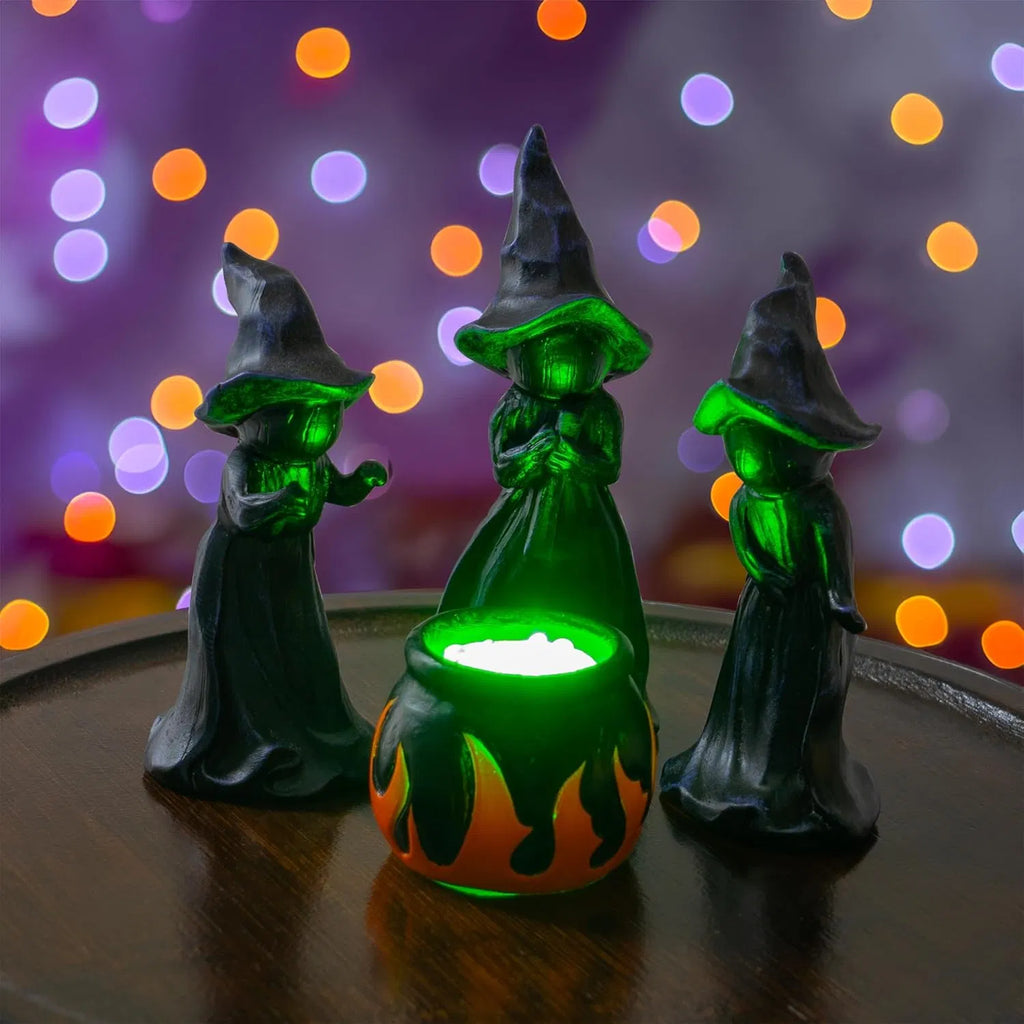 4 PCS Halloween Miniature Witches Cauldron Figurine Table Decoration, Resin