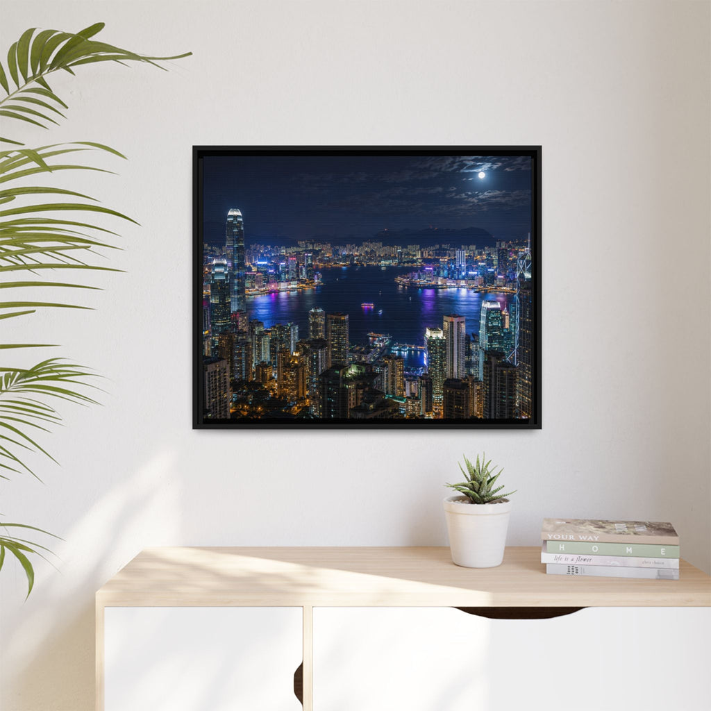 Hong Kong Night City Skape — Nighttime Harbor Skyline - stunning image