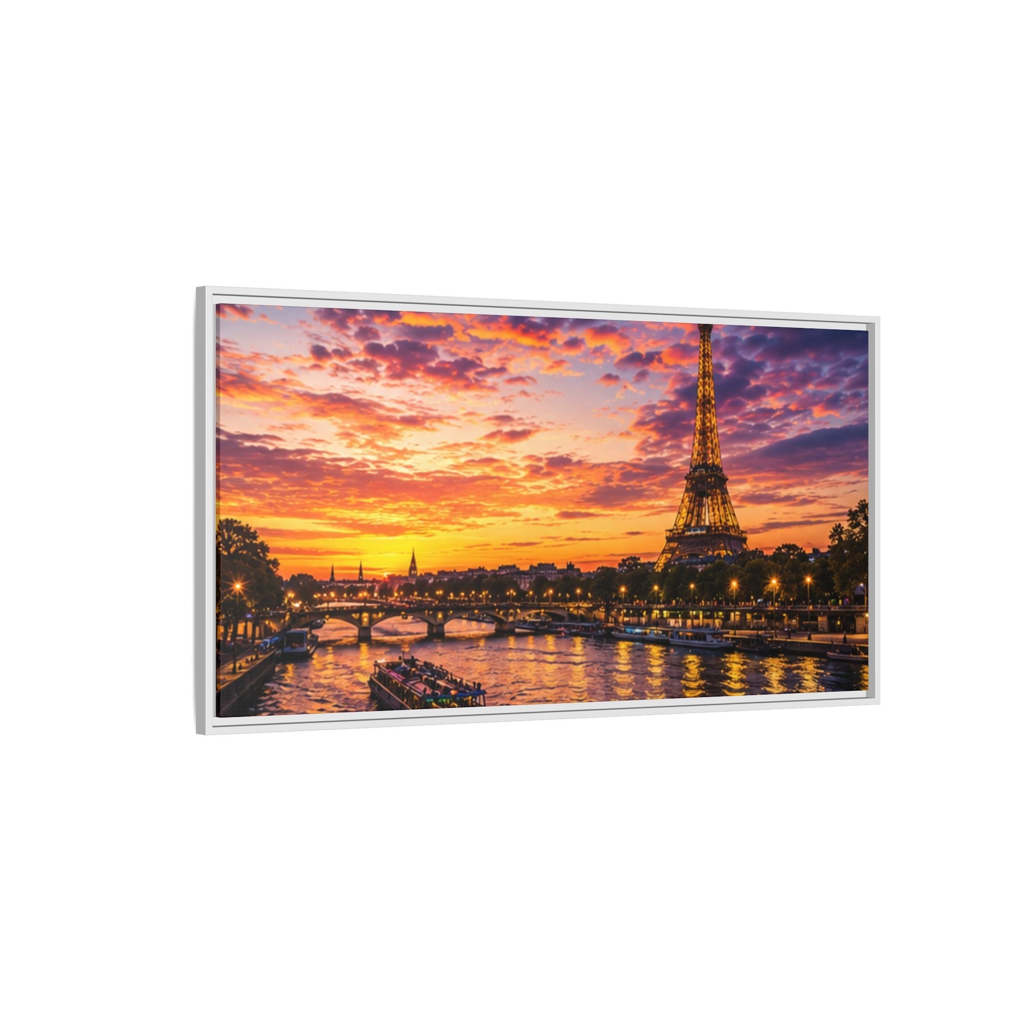 Paris Sunset Matte Canvas Wall Art - Framed - Stunning Picture