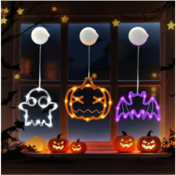 Halloween Window Hanging LED Lights Spider Pumpkin Hanging Ghost Horror