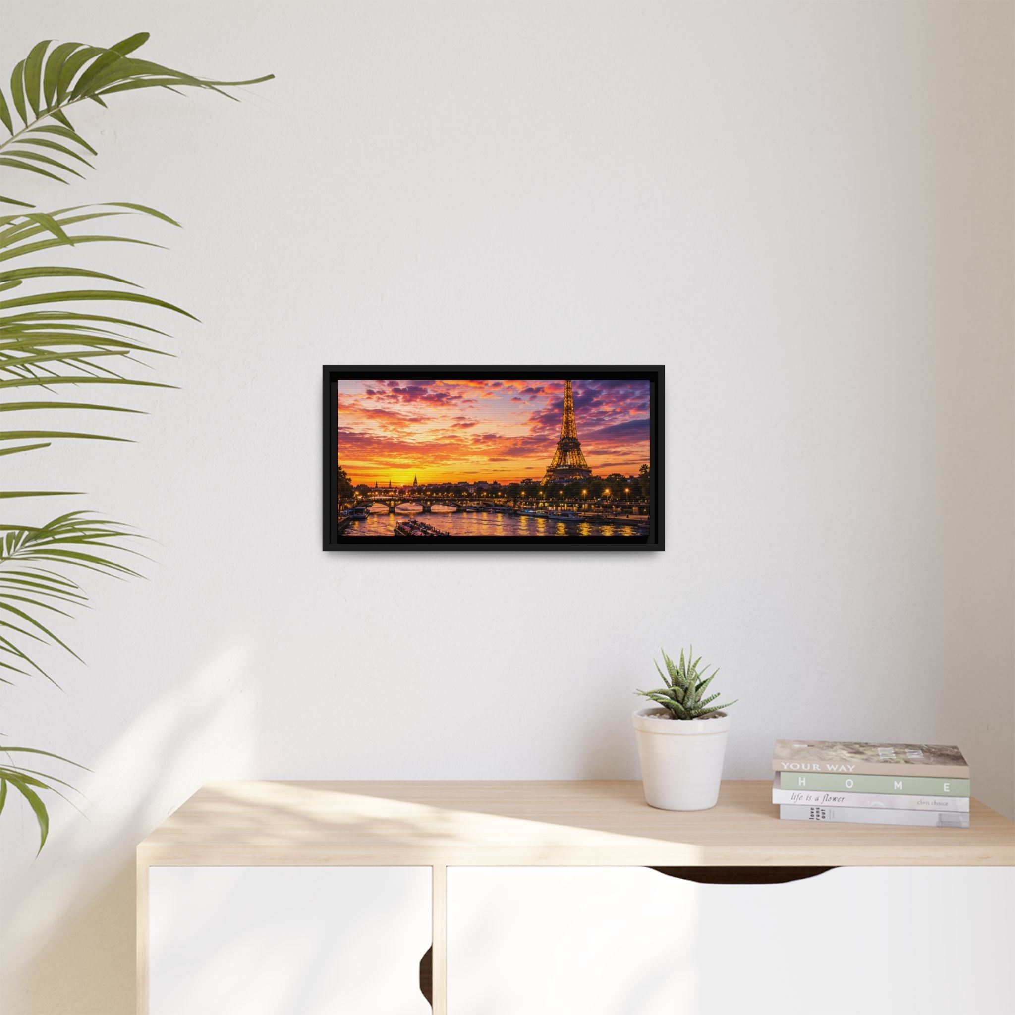 Paris Sunset Matte Canvas Wall Art - Framed - Stunning Picture