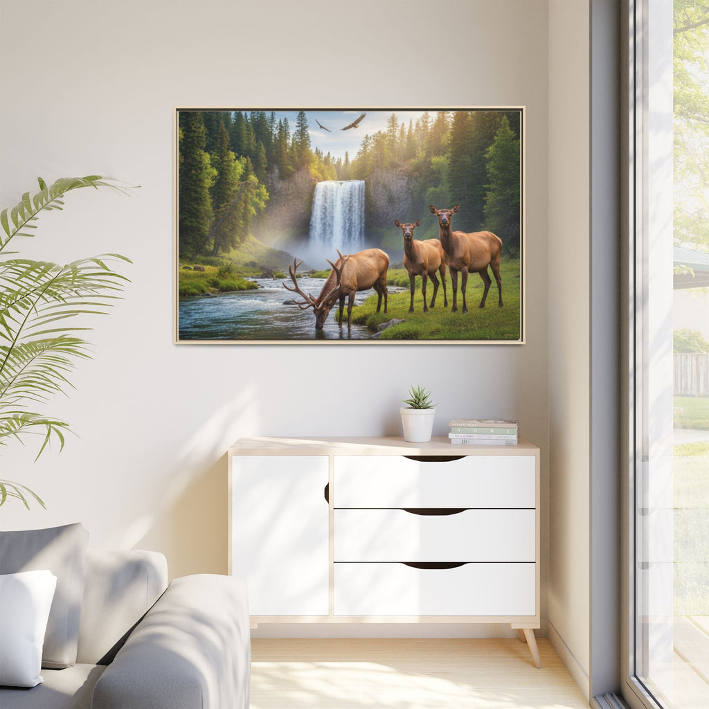 Elk Forest Landscape Wall Art - Eagles Flying - Stunning