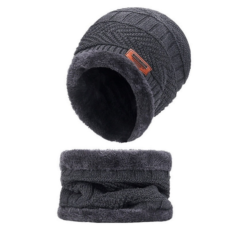 Winter Warmth And Thickening Hat Scarf Scarf Solid Color Touch Screen Gloves Three Sets Of Adults