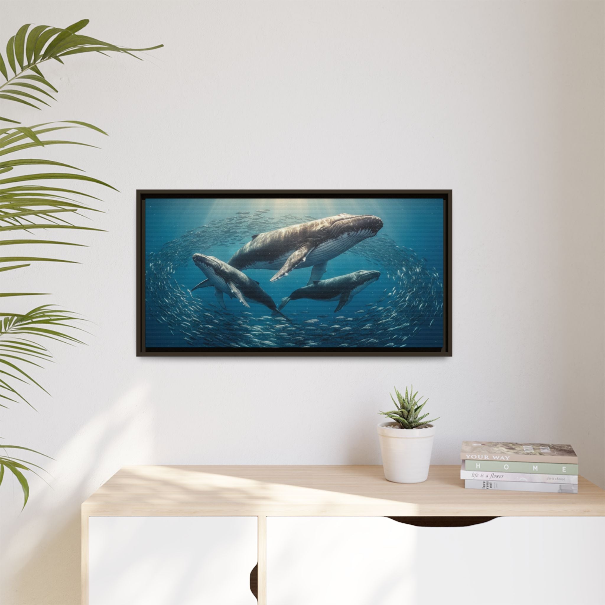 Whale Family Canvas Wall Art - Framed - Stunning