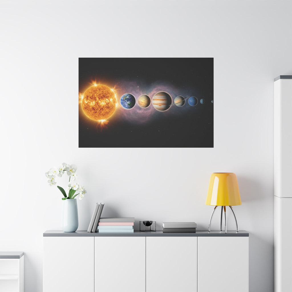 Stunning Solar System Art — Planet Lineup Matte Stretched Wall Art