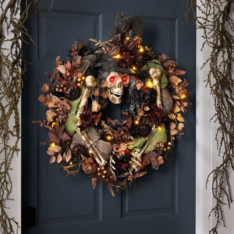 Skeleton Wreath Halloween Decorations Hauntingly Beautiful Halloween Decor