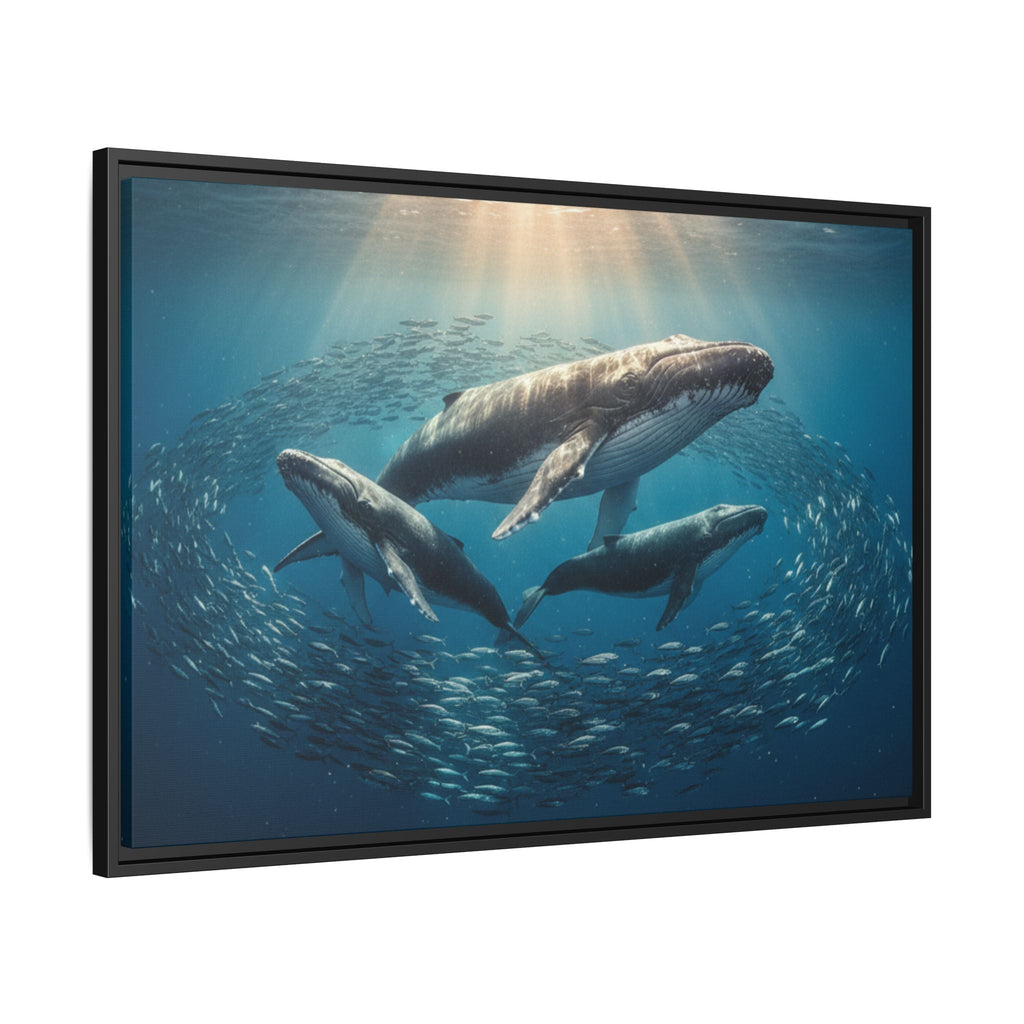 Whale Family Canvas Wall Art - Framed - Stunning