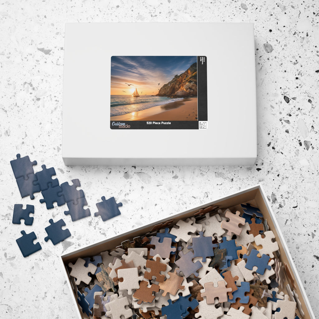 Coastal Sunset Sailboat Jigsaw Puzzle — Scenic Beach Puzzle for Adults & Families (110/252/520/1014 pcs)