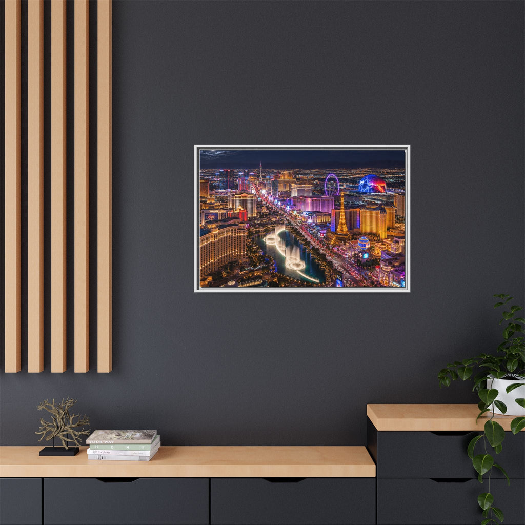 Las Vegas Night Skyline Framed Matte Canvas Print