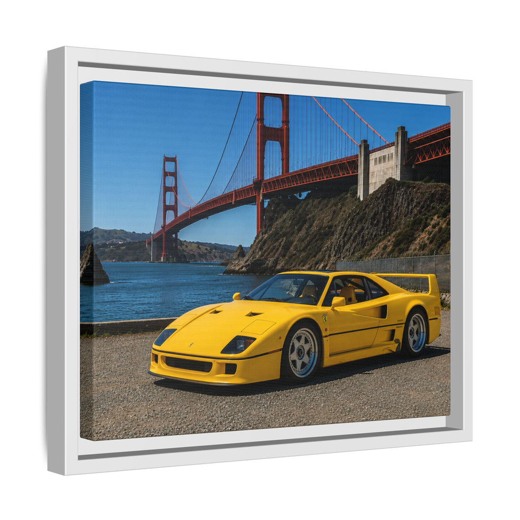 Ferrari 1987 F40 — Yellow Ferrari by the Golden Gate Bridge - Stunning Framed Canvas