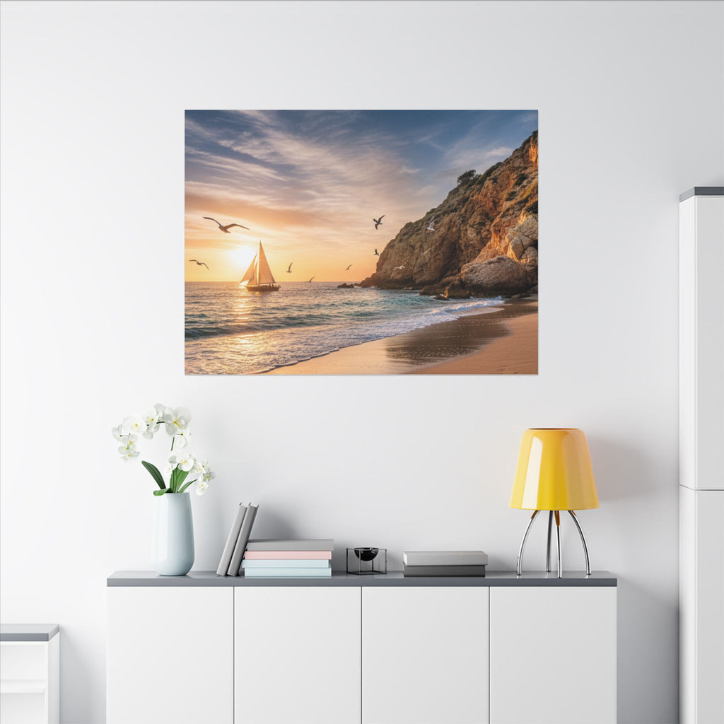 Seaside Sunset Sail Canvas