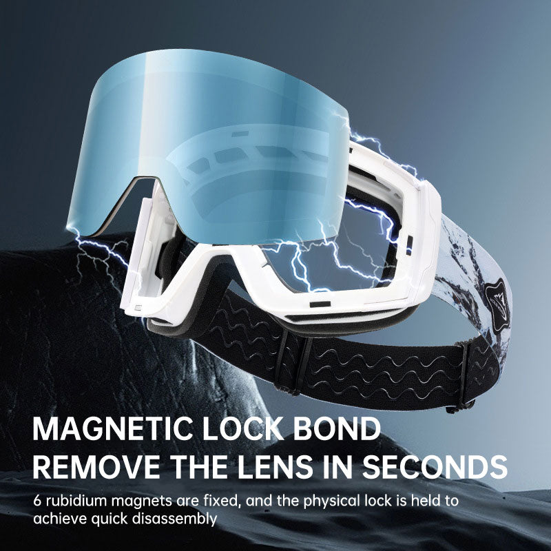 Magnetic ski goggles for men and women double anti-fog outdoor sports riding equipment goggles windproof