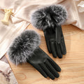 Women's winter gloves with windproof and plush thick fur mouth gloves, cold resistant touch screen riding warm gloves, Korean style minimalist gloves