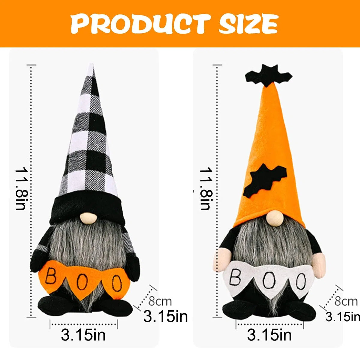 2 Pack Halloween Gnomes Plush Decor,Handmade Witch Swedish Tomte Gnome Nisse