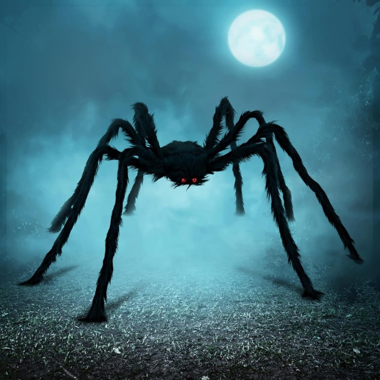 5 FT Giant Halloween Spider, Large Black Yard Lawn Garden Patio Decor For