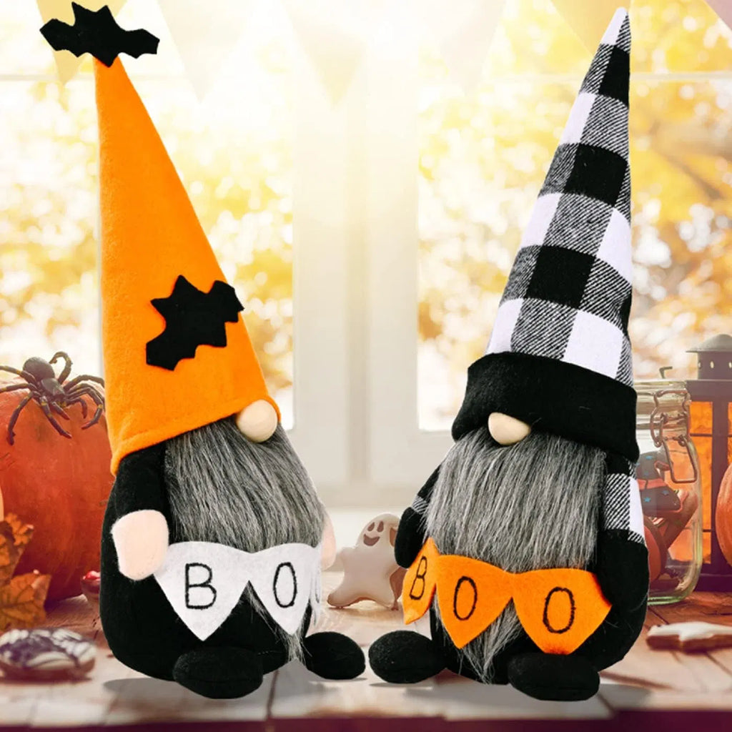 2 Pack Halloween Gnomes Plush Decor,Handmade Witch Swedish Tomte Gnome Nisse