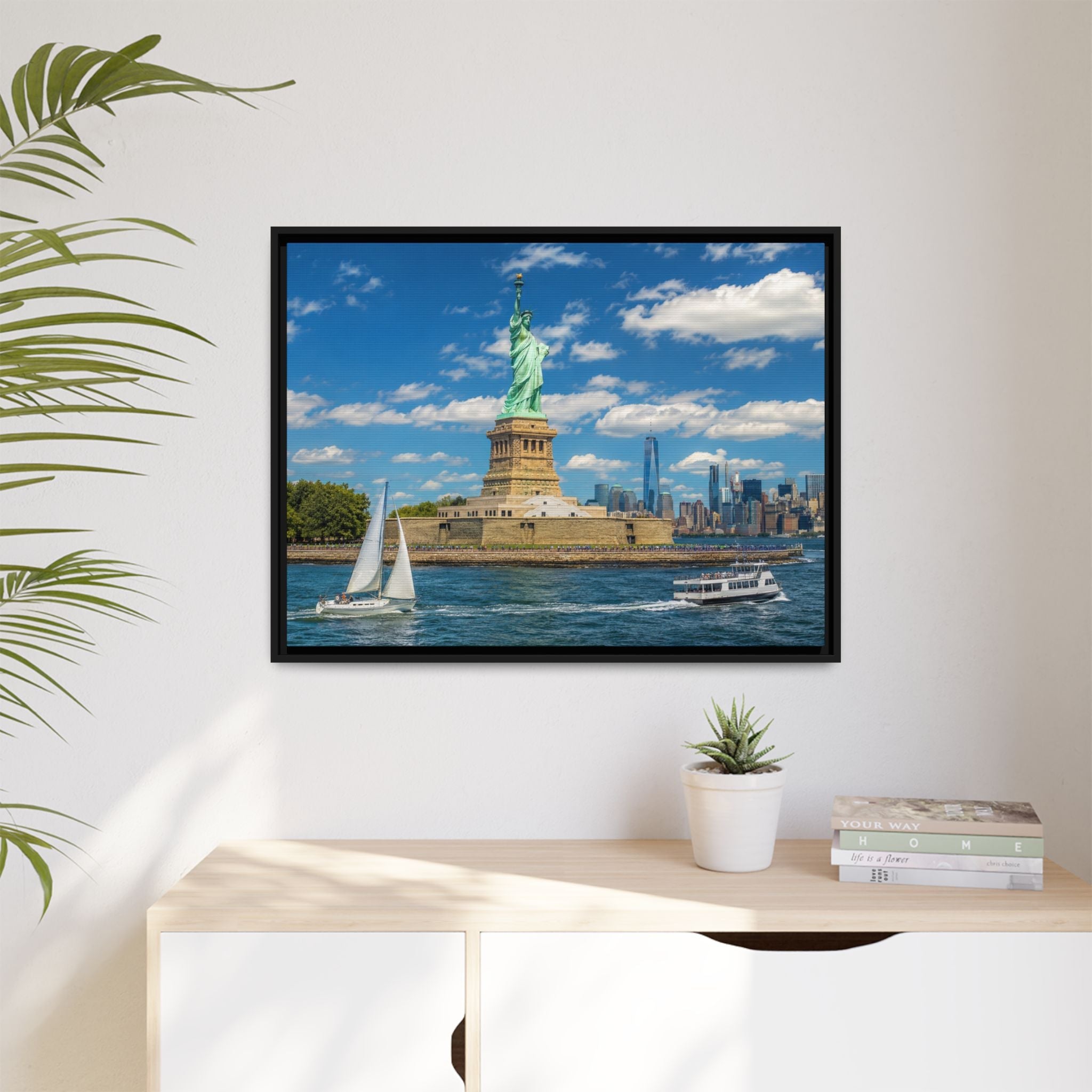 Statue of Liberty Matte Framed Canvas Print — New York City Landmark Wall Art
