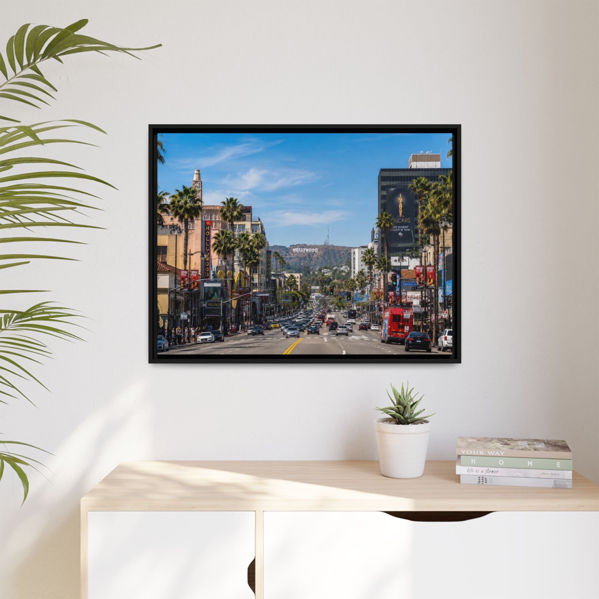 Hollywood Boulevard Matte Canvas Print — Framed Wall Art