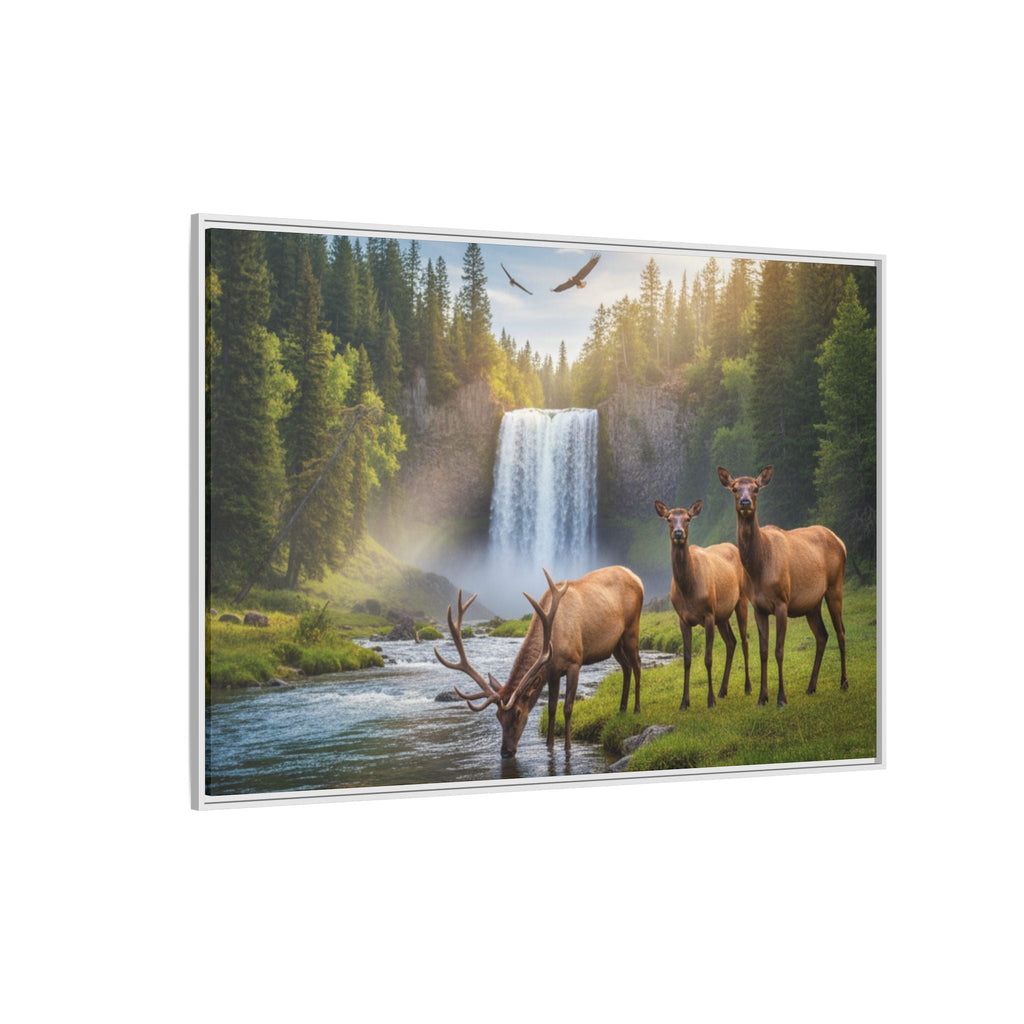 Elk Forest Landscape Wall Art - Eagles Flying - Stunning